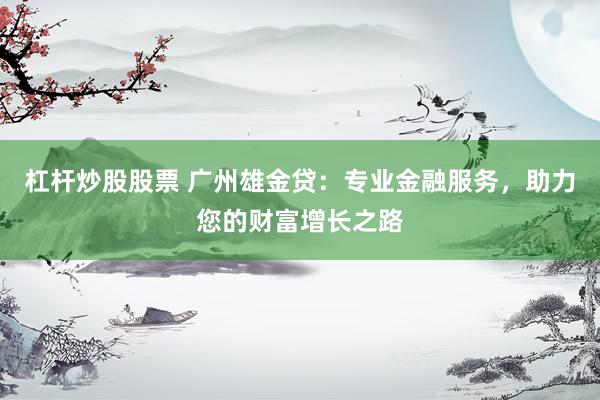 杠杆炒股股票 广州雄金贷：专业金融服务，助力您的财富增长之路