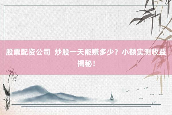 股票配资公司  炒股一天能赚多少？小额实测收益揭秘！