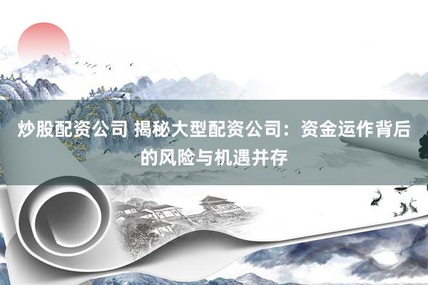 炒股配资公司 揭秘大型配资公司：资金运作背后的风险与机遇并存