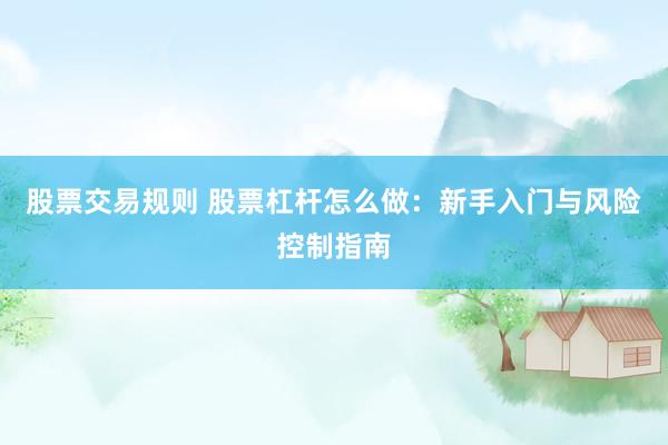 股票交易规则 股票杠杆怎么做：新手入门与风险控制指南