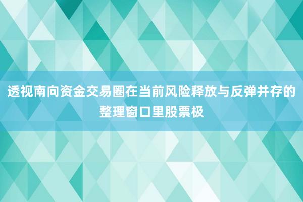 透视南向资金交易圈在当前风险释放与反弹并存的整理窗口里股票极