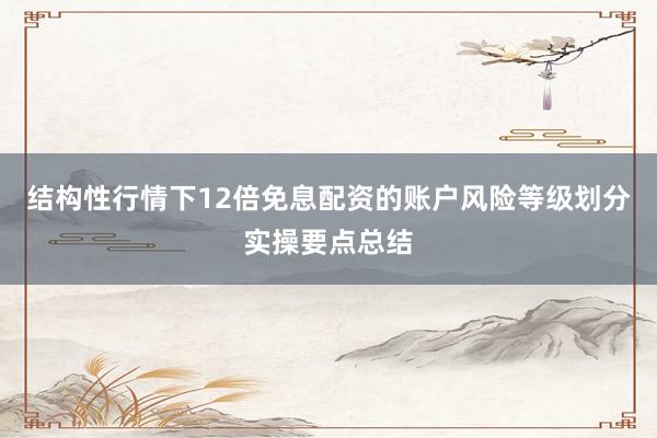 结构性行情下12倍免息配资的账户风险等级划分实操要点总结