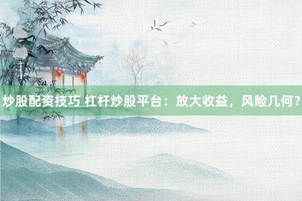 炒股配资技巧 杠杆炒股平台：放大收益，风险几何？